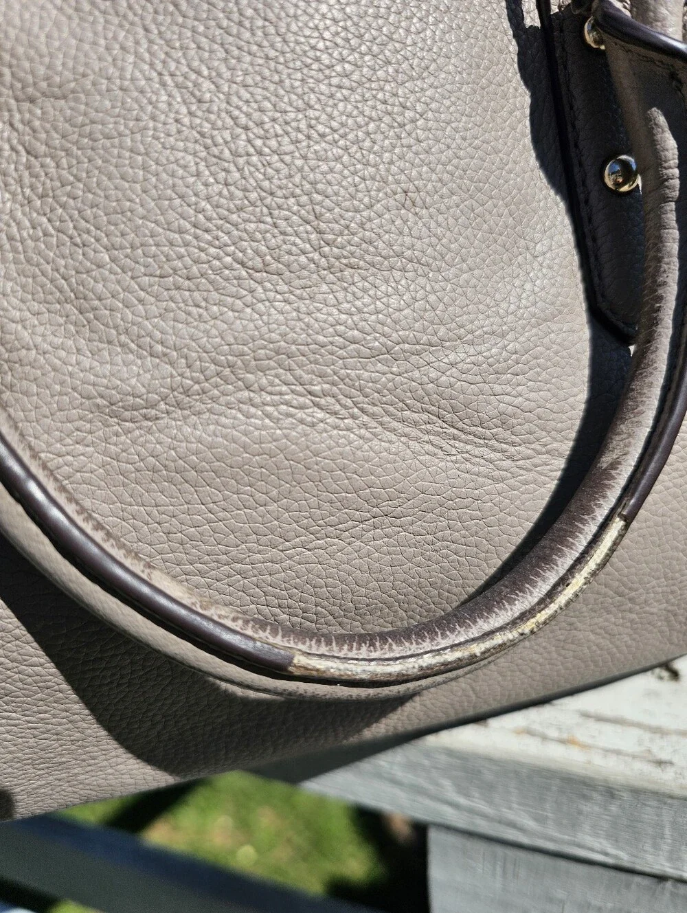 Kate Spade Larchmont Avenue Evangelie Satchel Leather Grease Grey Taupe - Picture 5 of 14